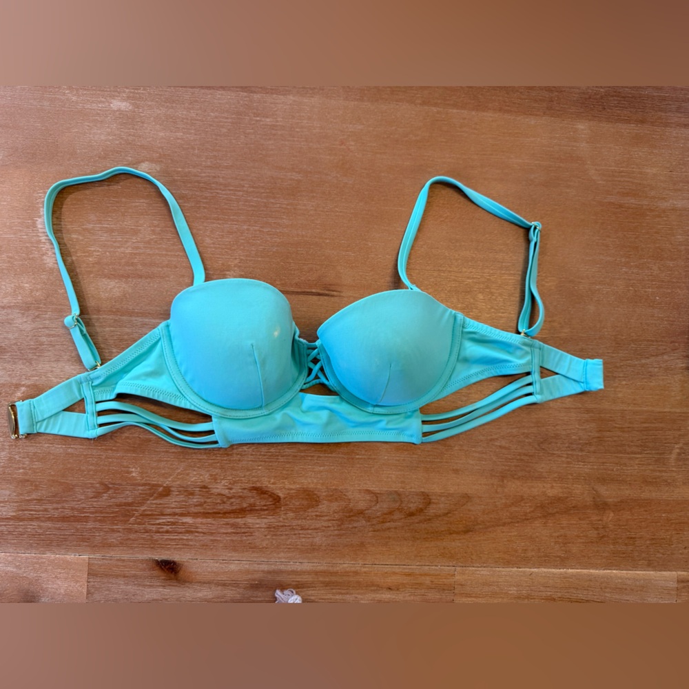 Victoria Secret Aqua Strappy Bikini Top with Underwire
